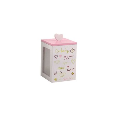 Boîte à thé en bois rose et blanc - 7502 - 3700866301408