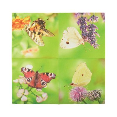 Serviette en papier de soie avec motifs (Lot de 20) Papillon - 24471 - 8714982125867