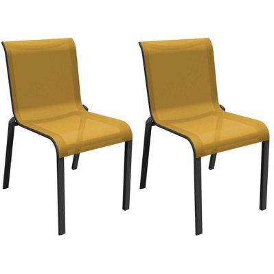 Chaises pour l'extérieur en aluminium Cauro (Lot de 2) graphite et moutarde - 50252 - 3700103078599