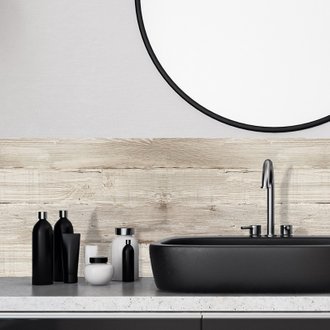 Credence salle-de-bain en PVC effet bois brut Top Decor - Lot de 2 bandeaux L70xH30cm