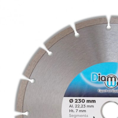 DIAMWOOD - Disque Diamant pour Béton et Matériaux Divers - Lame Diamantée à Tronçonner - Ø 230 mm - Al 22,23 mm H 7 mm - BUILDER - 60880 - 3664100161213
