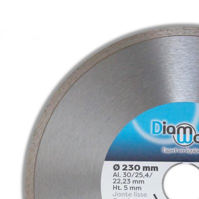 DIAMWOOD - Disque Diamant Carrelage et Faïence pour Meuleuse - Lame à Tronçonner - D 230 mm, Al 30/25,4/22,23 mm - Jante H 5 mm - 79231 - 3664100202527
