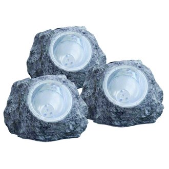 Trio de lampes solaires Rocher - H. 10,5 cm - Anthracite