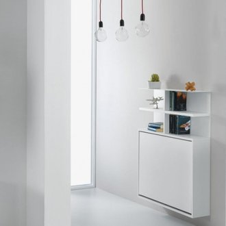 Compo Bureau/Table Extensible TAVOLO 2 avec Bibliothèque mural Blanc Opaque 3 chaises Blanches intégrées