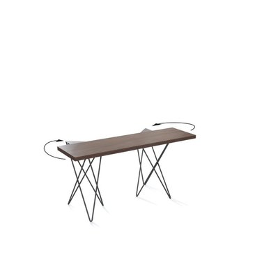 Table console extensible ouverture en livre HERMES plateau noyer pieds gris foncé largeur 140cm - 20100892884 - 3663556377513