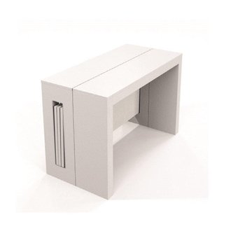 Table console extensible 10 couverts TOPAZ 120 cm chêne blanc avec allonges intégrées