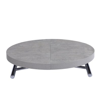 Table basse ronde relevable et extensible SATURNA Coloris gris béton diamètre 105 x 105/135 cm - 20100990970 - 3663556423326
