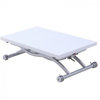 Table relevable extensible HIRONDELLE compacte laquée blanc 100 x 57/114 cm