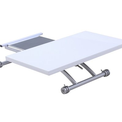 Table relevable extensible HIRONDELLE compacte laquée blanc 100 x 57/114 cm - 20100889624 - 3663556363158