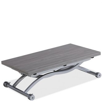 Table relevable extensible HIRONDELLE compacte mélaminé chêne gris 100 x 57/114 cm