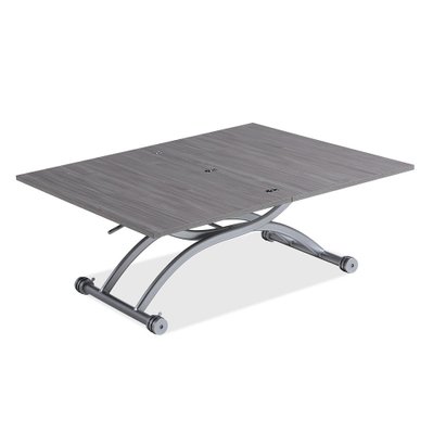 Table relevable extensible HIRONDELLE compacte mélaminé chêne gris 100 x 57/114 cm - 20100893284 - 3663556379432