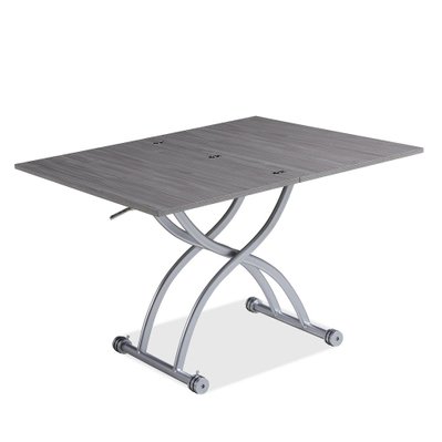 Table relevable extensible HIRONDELLE compacte mélaminé chêne gris 100 x 57/114 cm - 20100893284 - 3663556379432