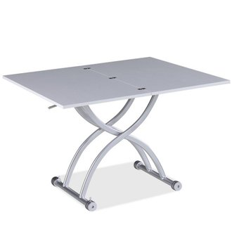 Table relevable extensible HIRONDELLE compacte mélaminé chêne blanc 100 x 57/114 cm