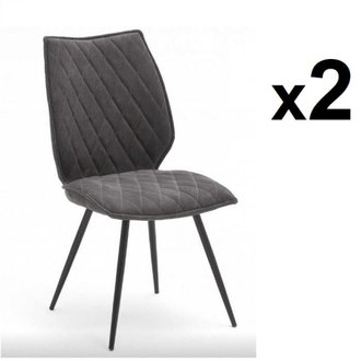 Lot de 2 chaises design NIME tissu anthracite et pieds laqués anthracite