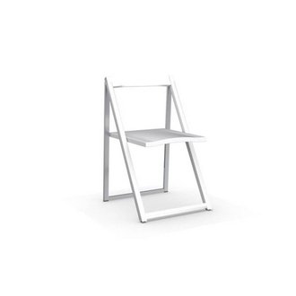 Chaise pliante SKIP blanche et aluminium satiné