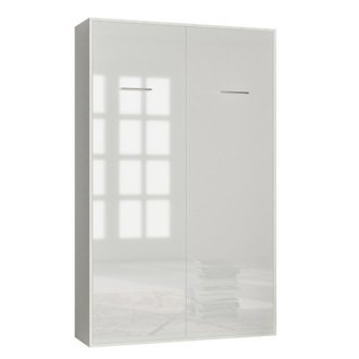 Armoire lit escamotable SMART-V2 blanc mat façade Gloss blanc brillant 140*200 cm