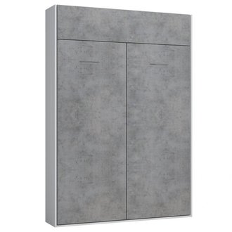 Armoire lit escamotable DYNAMO blanc mat façade gris béton 140 x 200 cm