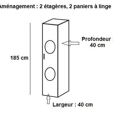 Colonne de rangement linge LUND 1 porte blanc mat largeur 40 x 40 cm profondeur - 20100890715 - 3663556368399