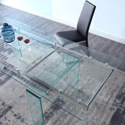 Table repas extensible pieds en verre VITRO 160 à 240 cm - 20100825550 - 3700732912547