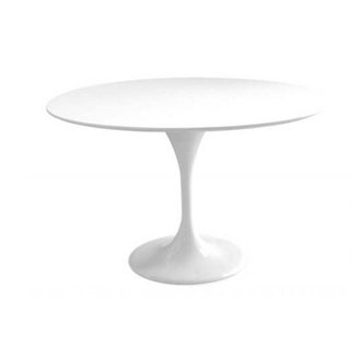 Table ronde de repas design TULIPE laquée blanc 120 cm.