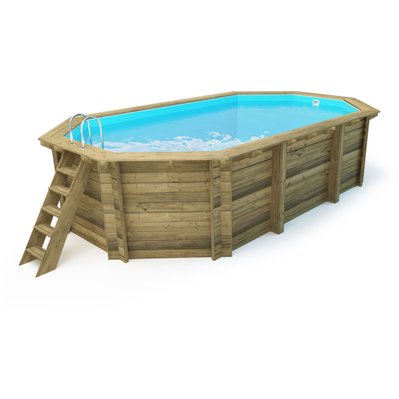 piscine en bois FLORIDA avec bâche été et bâche hiver sur le côté droit