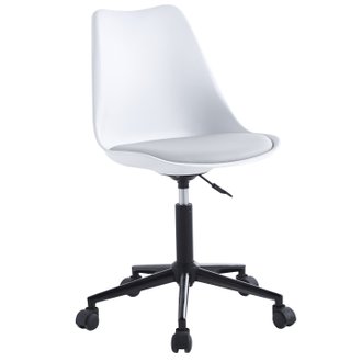 Nordlys - Chaise de Bureau Scandinave Reglable Base Metal Simili cuir Blanc