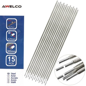 Electrodes acier 3,25 x 300 mm 15 pièces AWELCO Baguette enrobée soudure à l'arc Acier