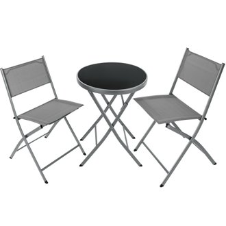 Tectake  Ensemble table et chaises de jardin DUSSELDORF gris