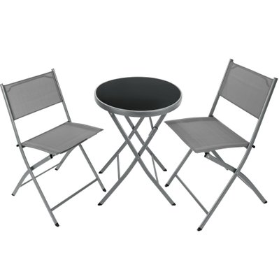 Tectake  Ensemble table et chaises de jardin DUSSELDORF gris - 403588 - 4061173115348