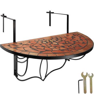 Tectake  Table de balcon rabattable - marron terracotta