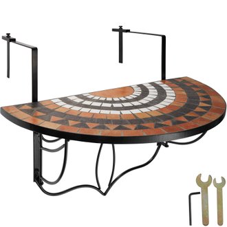 Tectake  Table de balcon rabattable - terracotta/blanc
