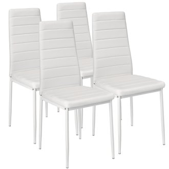 Tectake  Lot de 4 chaises avec surpiqûre - blanc