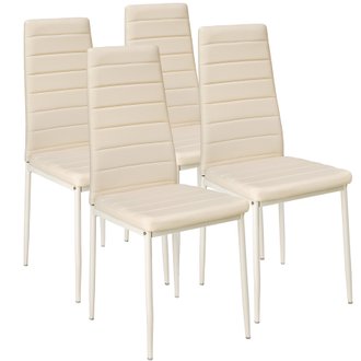 Tectake  Lot de 4 chaises avec surpiqûre