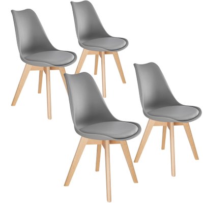 Tectake  4 Chaises de Salle à Manger FRÉDÉRIQUE Style Scandinave Pieds en Bois Massif Design Moderne - gris - 403815 - 4061173117618