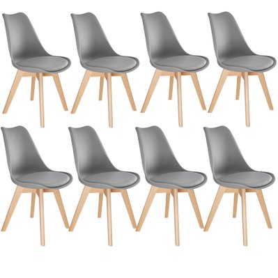 Tectake  8 Chaises de Salle à Manger FRÉDÉRIQUE Style Scandinave Pieds en Bois Massif Design Moderne - gris - 403987 - 4061173157676