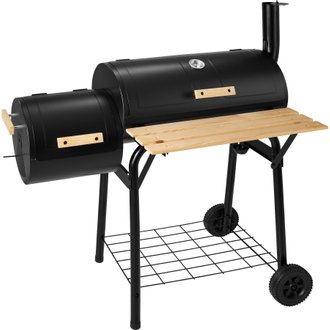 Tectake  Barbecue charbon 2 cuves avec thermomètre