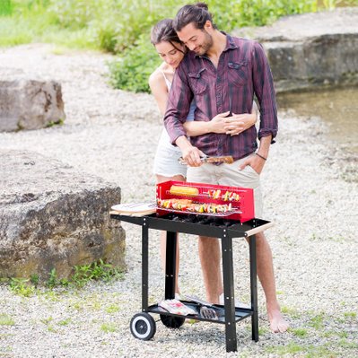 Tectake  Barbecue charbon chariot noir/rouge - 402329 - 4260490484827