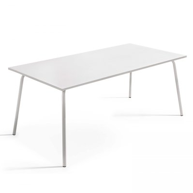 Ensemble table de jardin et 6 fauteuils en métal blanc 180 x 90 x 72 cm - 106030 - 3663095037695