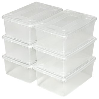 Tectake  48 boîtes de rangement plastique blanc transparent