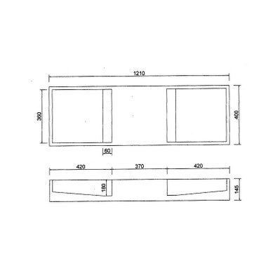 Lavabo double vasque suspendu rectangulaire - Solid surface Blanc mat - 121x40 cm - Twins - 1654 - 3760314680981