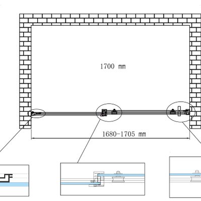 Porte de douche de 8 mm pour installation en niche H.190 avec ouverture coulissante et rèversible – 170 cm - BOX8MMNICCHIA170 - 8050513831563