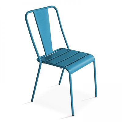 Chaise de jardin en métal bleu pacific - 106494 - 3663095041524
