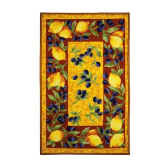 BIO LINE - Tapis de cuisine antidérapant motifs olive-citrons 50x80