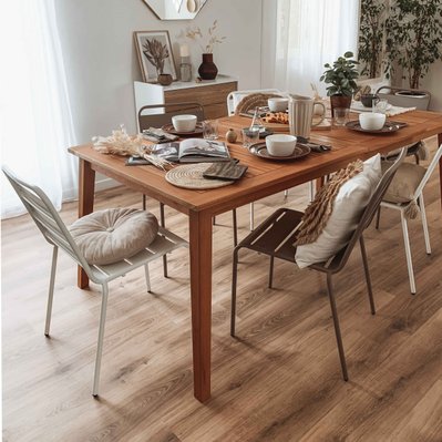 Table extensible en bois d'eucalyptus - 106531 - 3663095041890