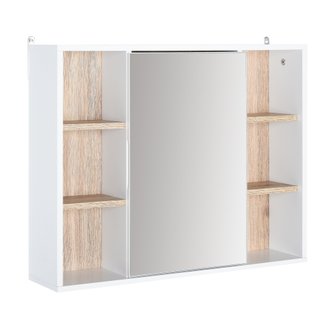 Miroir de salle de bain avec placard et étagères MDF panneaux particules blanc chêne clair