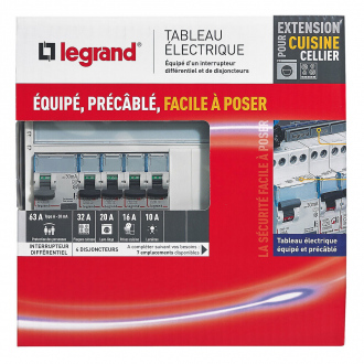 Tableau électrique équipé Legrand - spécial pour extension cuisine/cellier -1 rangée - 13 modules 