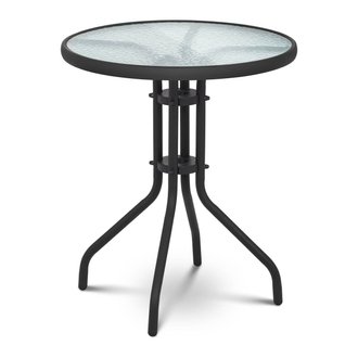 Table de jardin ronde plateau de verre diamètre 60 cm noir 14_0003615