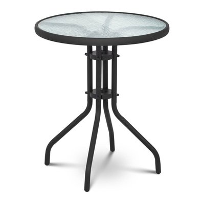 Table de jardin ronde plateau de verre diamètre 60 cm noir 14_0003615 - 14_0003615 - 3000233868986