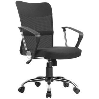 Chaise de bureau réglable pivotante fonction bascule lin maille résille noir
