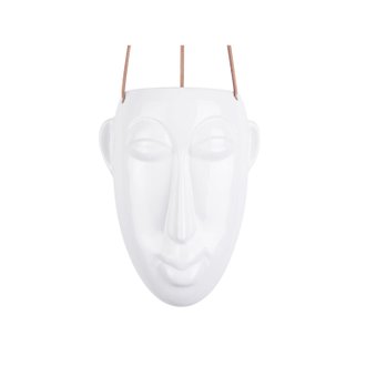 Cache-pot design suspendu Mask allongé - H. 25,5 cm - Blanc